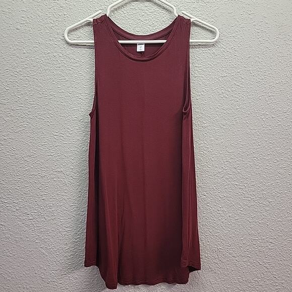 Old Navy Tank Top Women's S Maroon Sleeveless Solid Round Neck Shirt Basic - Picture 1 of 6